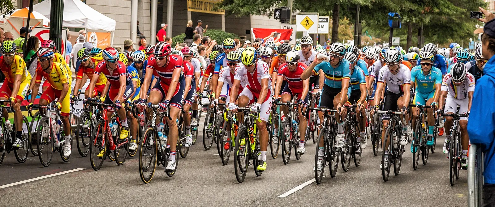 Het peloton in een wielerkoers (archiefbeeld)