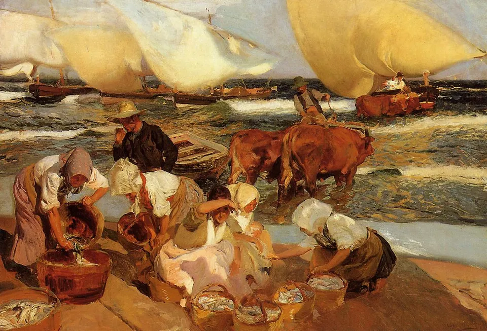 Een strandtafereel van Joaquín Sorolla (archiefbeeld van zijn werk)