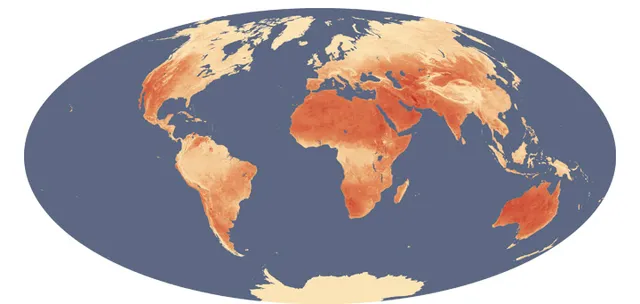 Satellietbeeld van de heetste plekken op aarde (ter illustratie)
