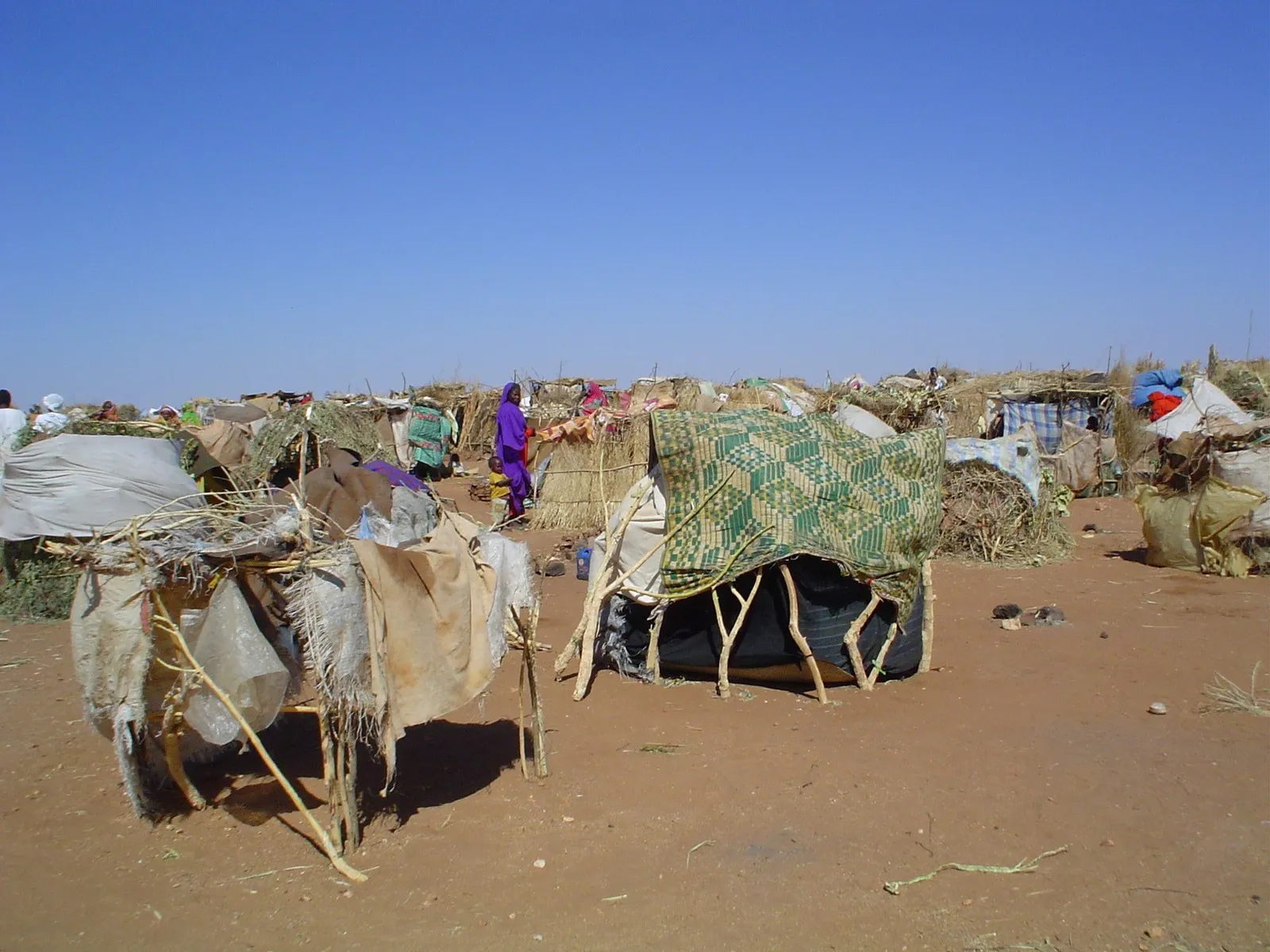 Een opvangkamp voor ontheemden in Darfur