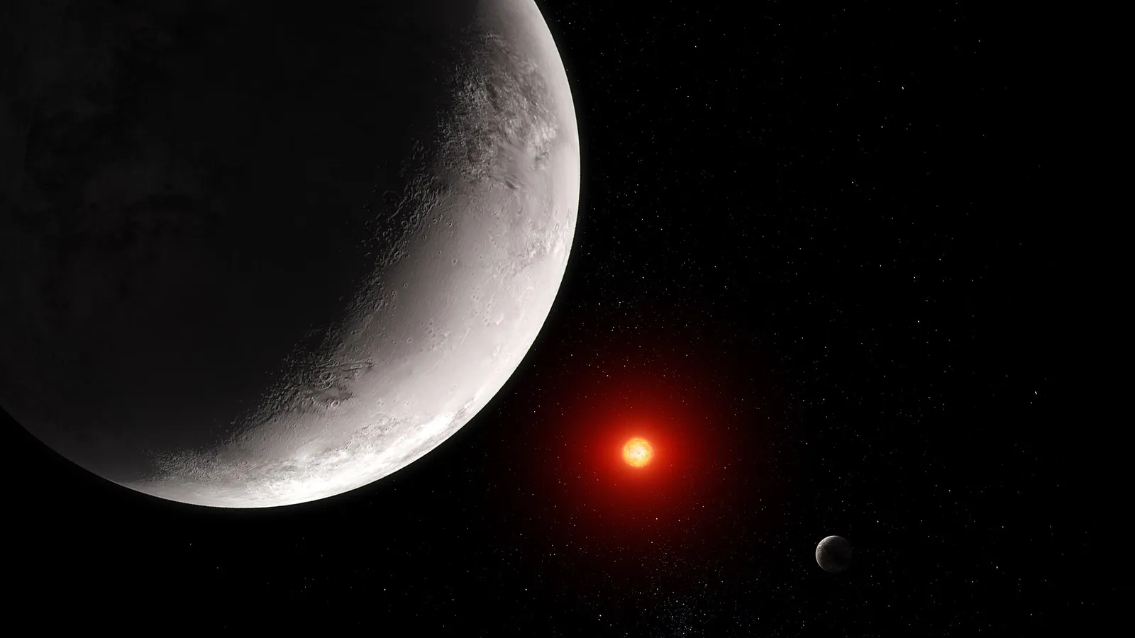 Artistieke impressie van een rotsachtige exoplaneet (ter illustratie)