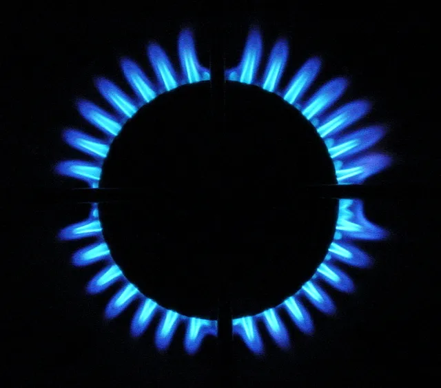 De blauwe vlammen van een gasfornuis (archiefbeeld)