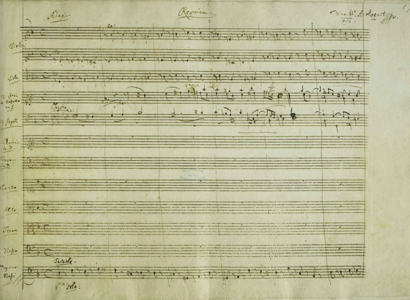 Een handschrift van Mozart (ter illustratie)