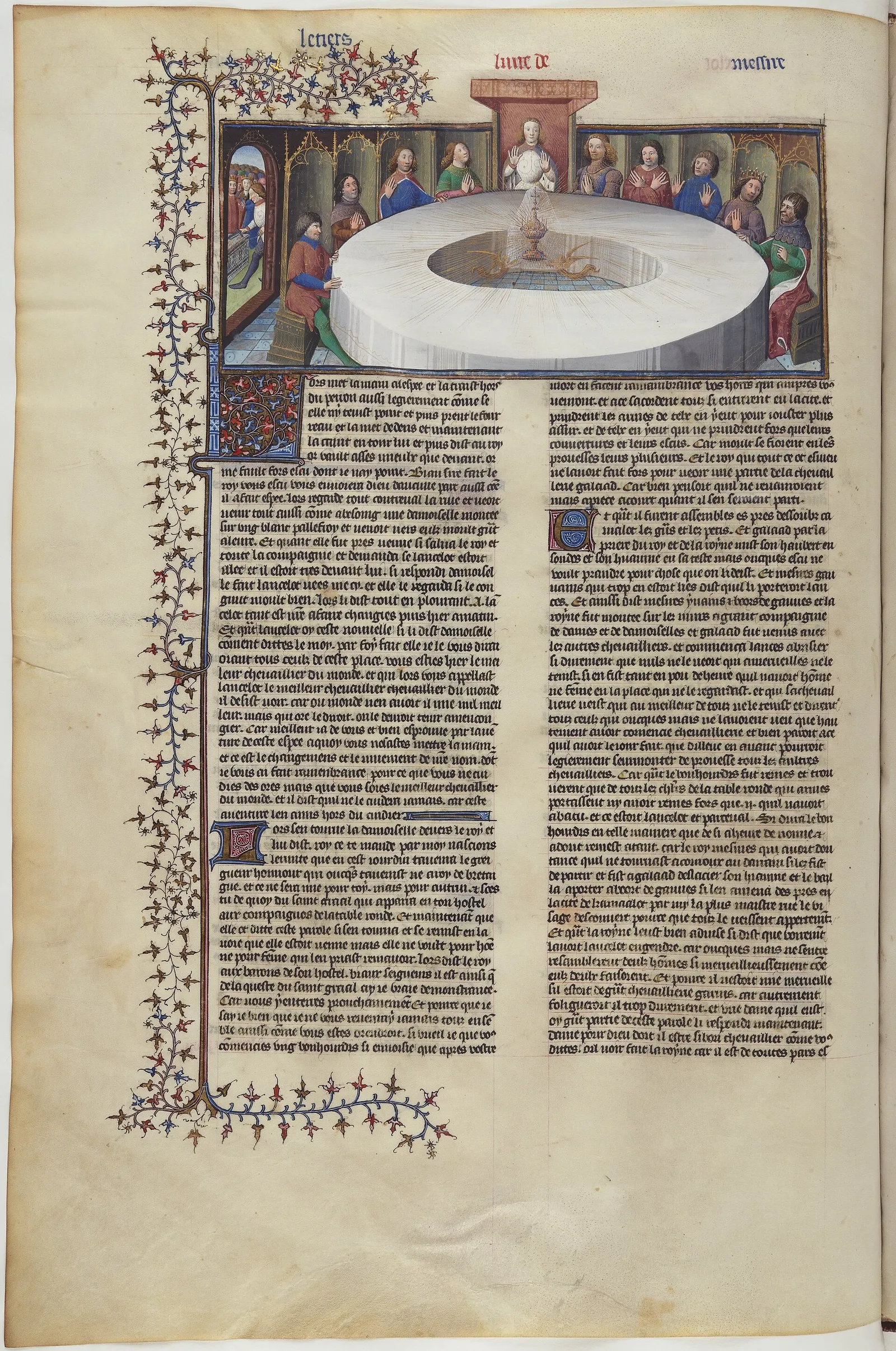 Middeleeuwse verluchting van koning Arthur en de ridders van de Ronde Tafel (14e eeuw)